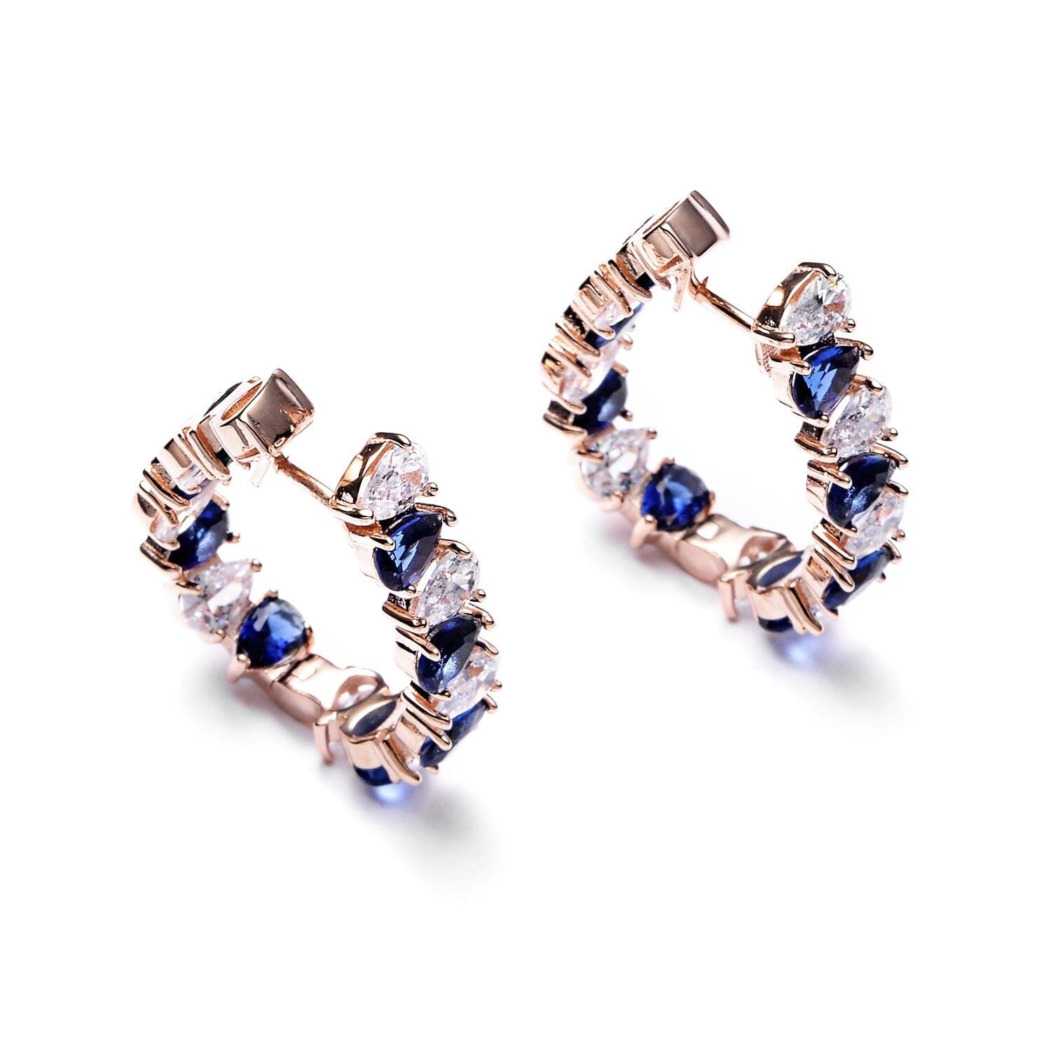 Pretty Modern CZ Sapphire Huggie Earrings - 925 Sterling SilverEarrings
