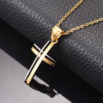 WWJD Simple Black Silver Gold Cross Necklace Stainless Steel NecklaceNecklace