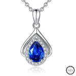 Elegant Water Drop Shaped Sapphire Necklace - 925 Sterling SilverNecklace