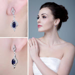 Statement Halo Blue Sapphire Earrings - 925 Sterling SilverEarrings