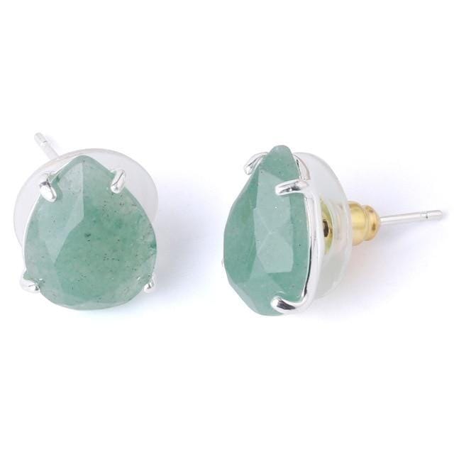 Natural Stones Water Drop Shape Stud EarringsEarringsGreen Aventurine