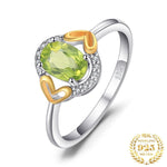Oval Green Genuine Natural Peridot Ring - 925 Sterling SilverRing6