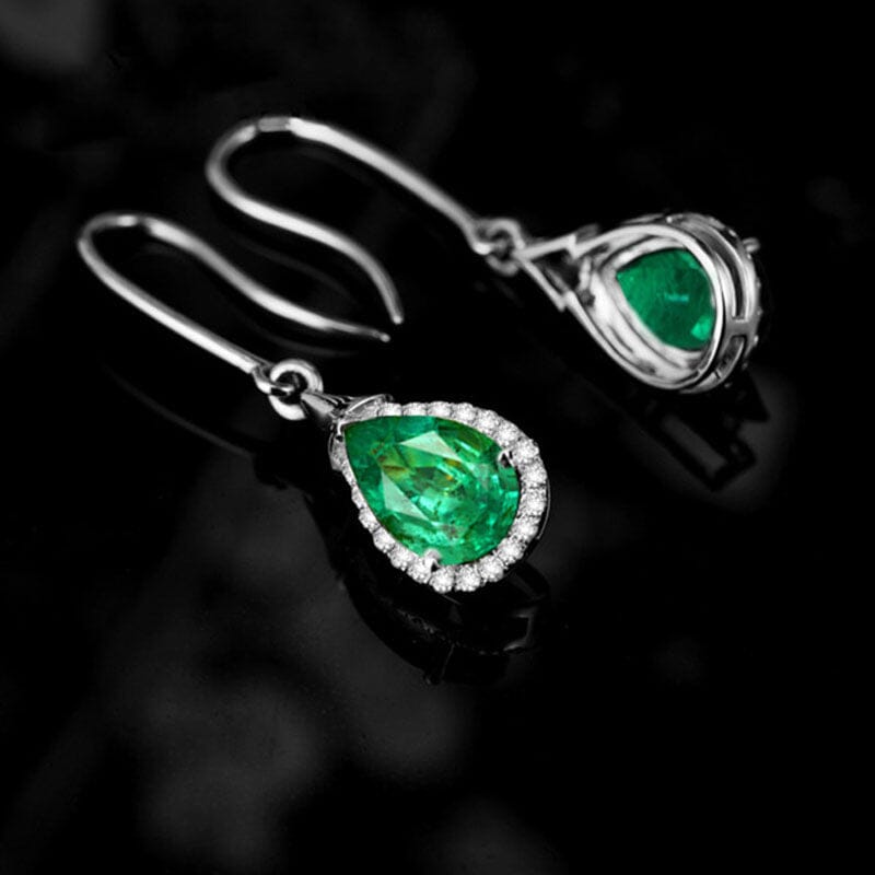 Luxury Green Emerald Drop Earrings - 925 Sterling SilverEarrings