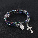 Double Layer Colored Beads Cross and Pendant WWJD BraceletBracelet