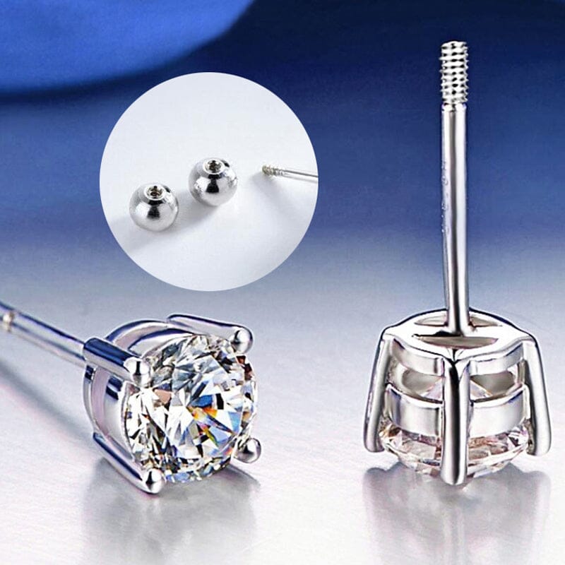 Real Geometric Diamond Stud Earrings - 925 Sterling SilverEarrings