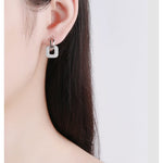 Square Charms Luxury Hoop Earrings - 925 Sterling SilverEarrings