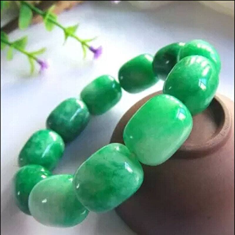 Jade Bead Bracelet Grade A Jade 6mm Bluish Green Burmese Jade on Elastric  String