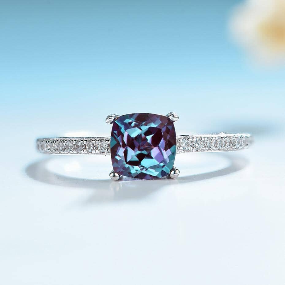 Minimalist Alexandrite Zircon Ring - 925 Sterling SilverRing9White gold plated