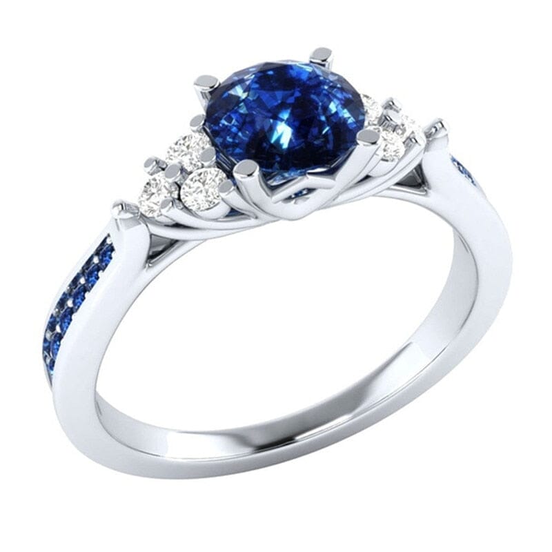 Genuine Natural Sri Lanka Birthstone Sapphire Ring - S925 Sterling SilverRing
