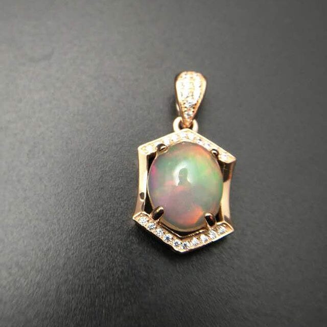 Natural Ethiopian Opal Pendant - 925 Sterling SilverNecklace