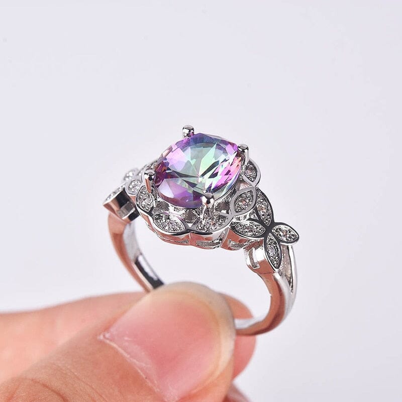 Vintage Rainbow Mystic Topaz Ring - 925 Sterling SilverRing