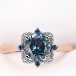 Classy Topaz Created Gemstone Rose Gold Ring - 925 Sterling Silver5
