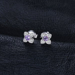 Fine Flower Amethyst Silver Stud EarringsEarrings