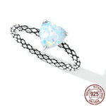 Heart Opal Snake Pattern Eternity Ring - 925 Sterling SilverRing