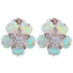 Flower White Fire Opal Stud EarringsEarrings