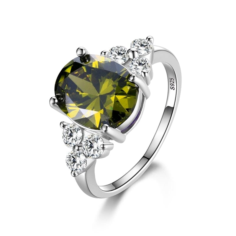 Royal Style Peridot Silver Ring - 925 Sterling SilverRing5Olive green