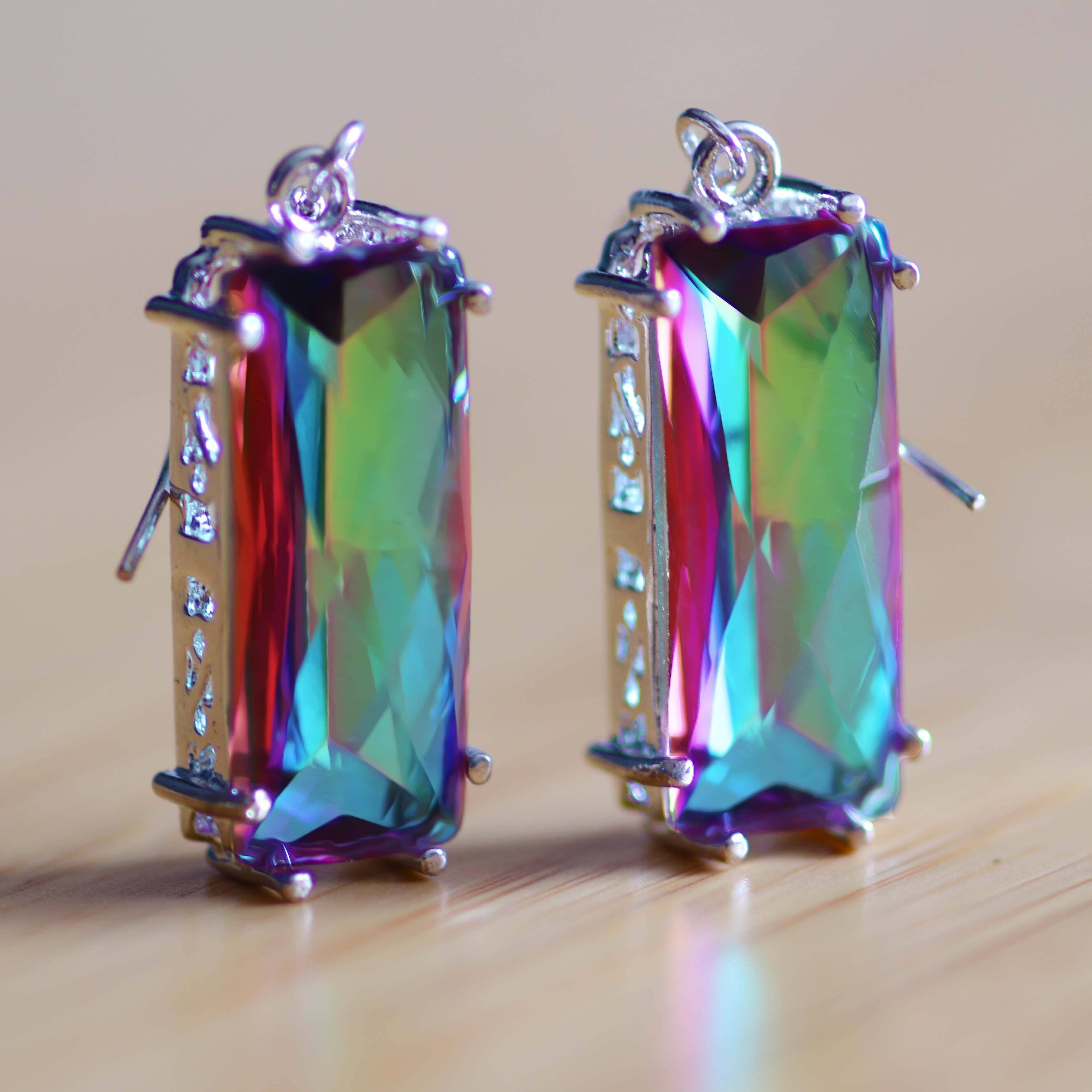 Rainbow Mystic Topaz Crystal EarringsNecklace