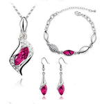 Elegant Party Crystals Jewelry SetJewelry SetSilver Dark Pink