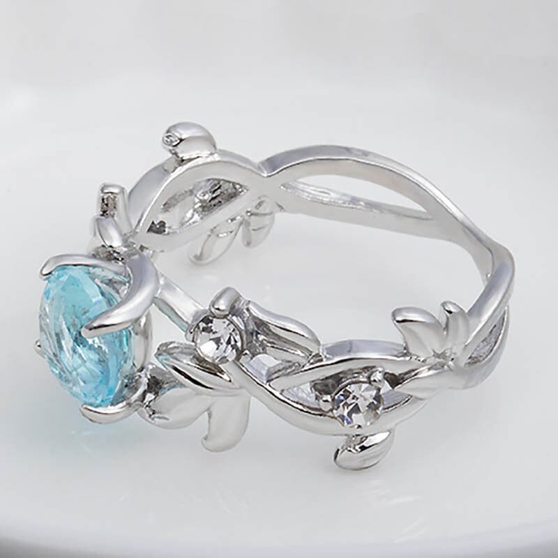 Hollowed Out Flowers Aquamarine Ring - 925 Sterling SilverRing