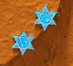 Blue Fire Opal Hexagram Stud EarringsEarrings