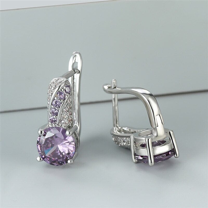 Cute Amethyst Birthstone Hoop EarringsEarrings