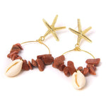 Boho Puka Shell Stone Chips Starfish Charm EarringsEarrings12 Sandstone