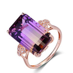 Luxury Rectangle Tourmaline Rose Gold Ring - 925 Sterling SilverRing6Purple