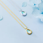 Fashion Sweet Beautiful Waterdrop Opal Pendant Necklace - 925 Sterling SilverNecklace