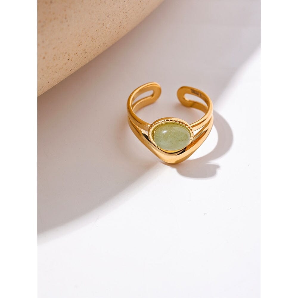 Queen Green Aventurine Stainless Steel Metal RingRing