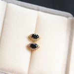 Black French Agate Stud Earrings - 925 Sterling SilverEarringsgold