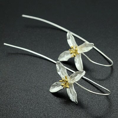 Lovely Long Flower Earrings - 925 Sterling SilverEarringsE11