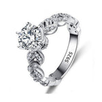 Elegant Leaves Diamond Ring - 925 Sterling SilverRing6
