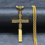 WWJD Cross Christian Prayer Necklace - ( Stainless Steel Gold )Necklace