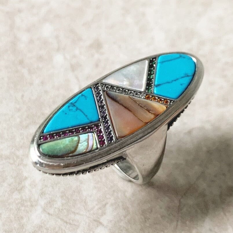 Powerful Mystical Turquoise Gift Ring - 925 Sterling SilverRing7