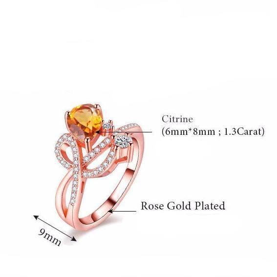 1.3ct Citrine Rose Gold Color Elegant RingRing