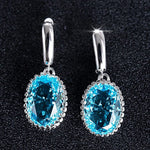 Aquamarine Oval Drop Earrings - 925 Sterling SilverEarrings