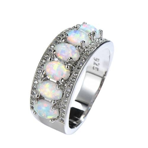 Promise Love Big White Fire Opal Stone Ring - 925 Sterling SilverRing