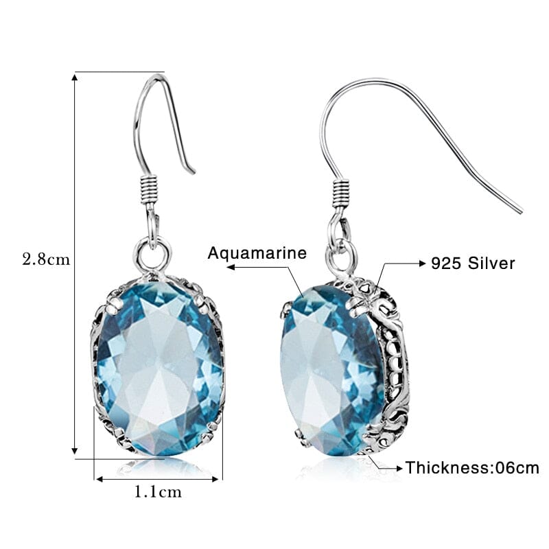 925 Sterling Silver Aquamarine Drop EarringsEarrings