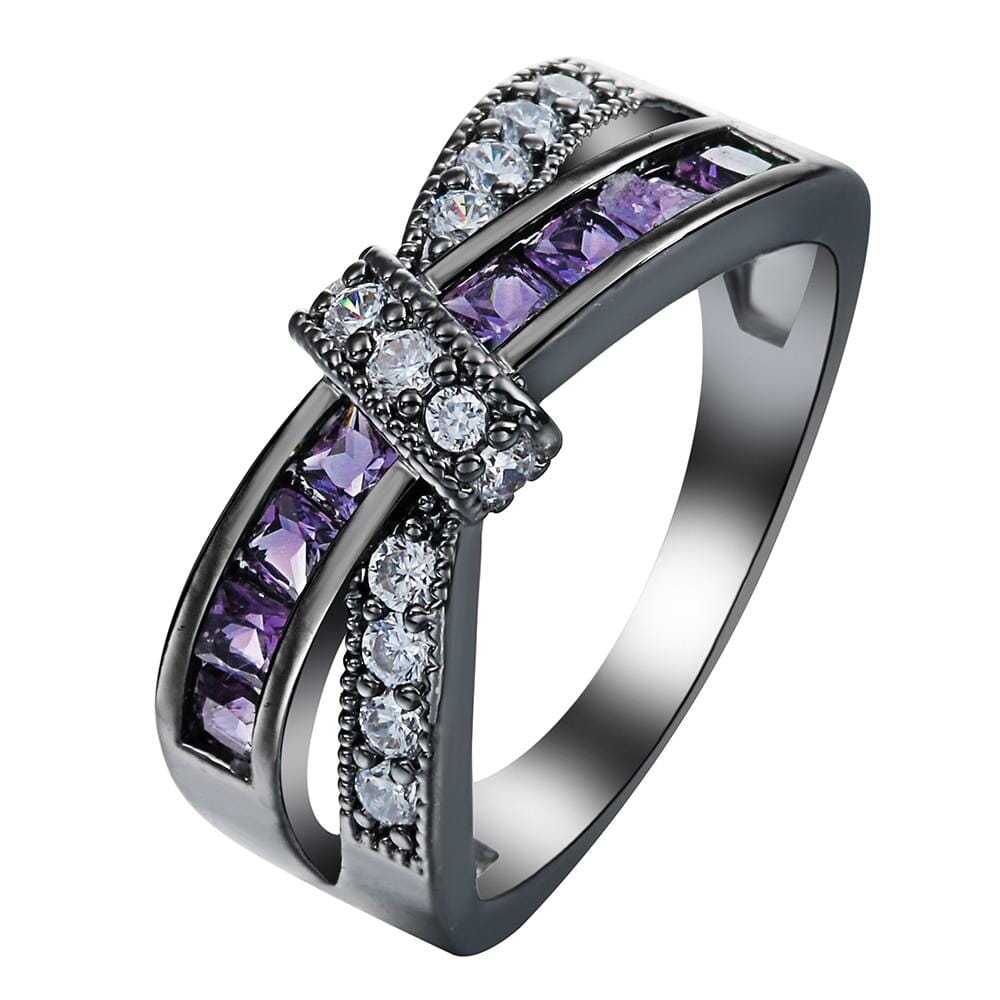 Amethyst Cross Purple Pink RingRing11Black Purple