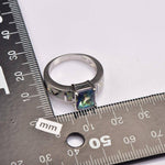 Rainbow Topaz With White Fire Opal Sterling Silver Square RingRing