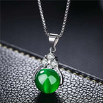 Natural Green Jade Chalcedony Necklace - 925 Sterling SilverNecklacesGreen