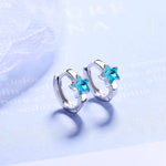 Baby Princess Blue Crystal Star Hoop Earrings - 925 Sterling SilverEarrings