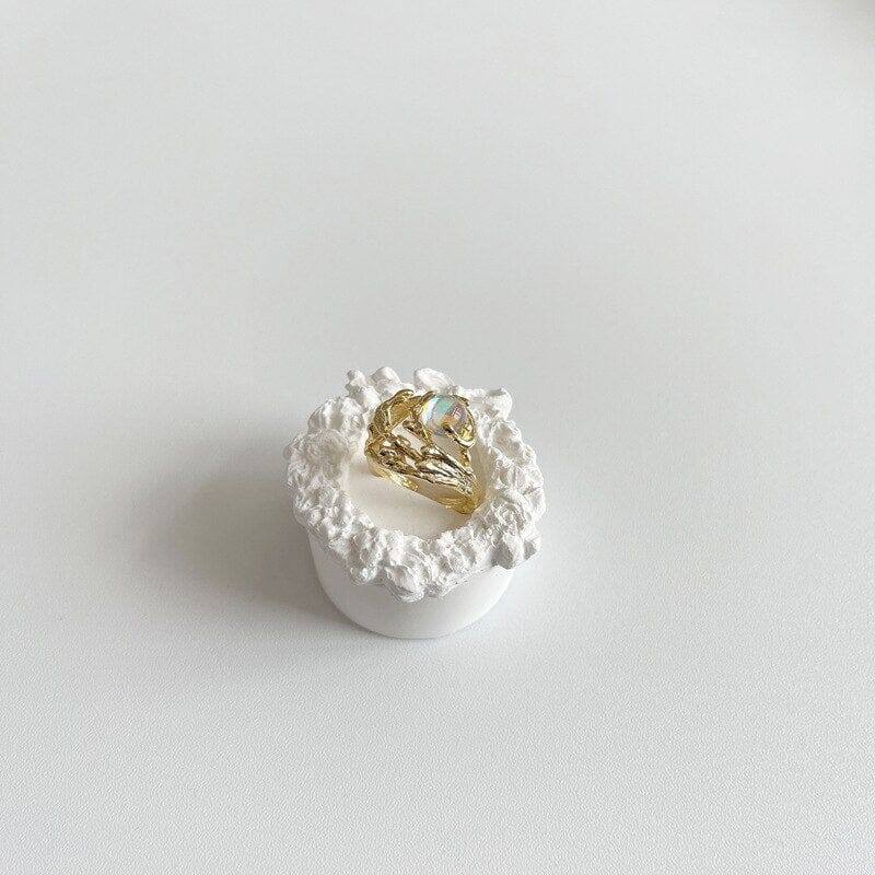 Unique Moonstone Flower Adjustable Ring - 925 Sterling SilverRinggold