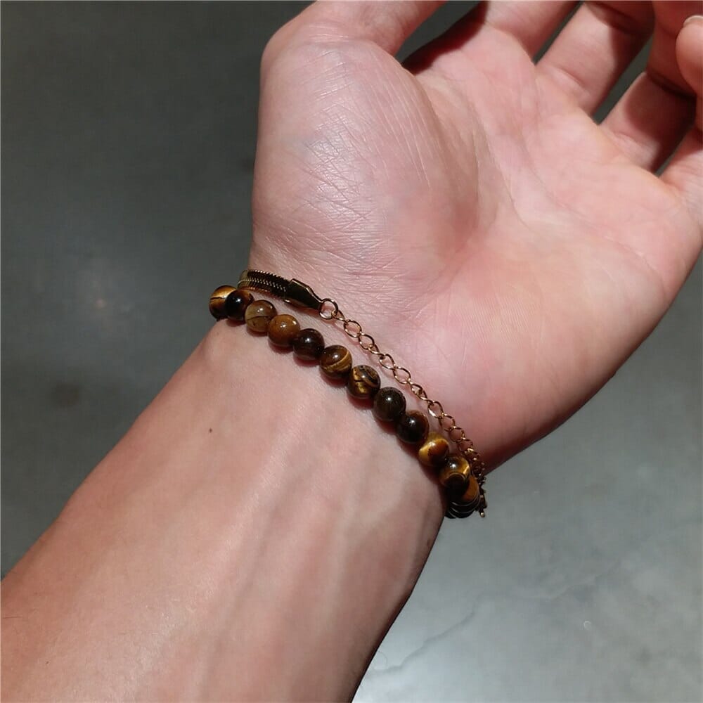 Tiger Eye Stone Beads Buddha Mala Snake Chain BraceletBracelet