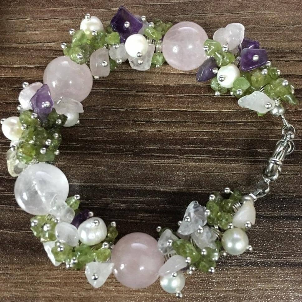 Assorted Amethyst, Rose Quartz and Peridot BraceletBracelet