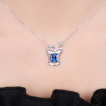 Fashion Ice Cold Drink 3.1ct Blue Sapphire Gemstone Necklace - 925 Sterling SilverNecklace