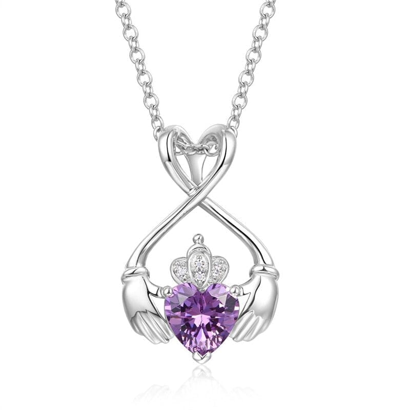 Charming Purple Hold My Heart CZ NecklaceNecklace