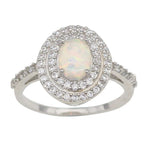 White Fire Opal Cubic Zirconia Oval RingRing