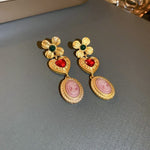 Medieval Rhinestone Flower Heart Jewelry SetNecklaceEarrings