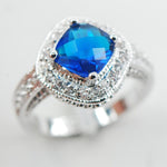Sapphire Blue Crystal Zircon Fashion Ring - 925 Sterling SilverRing5